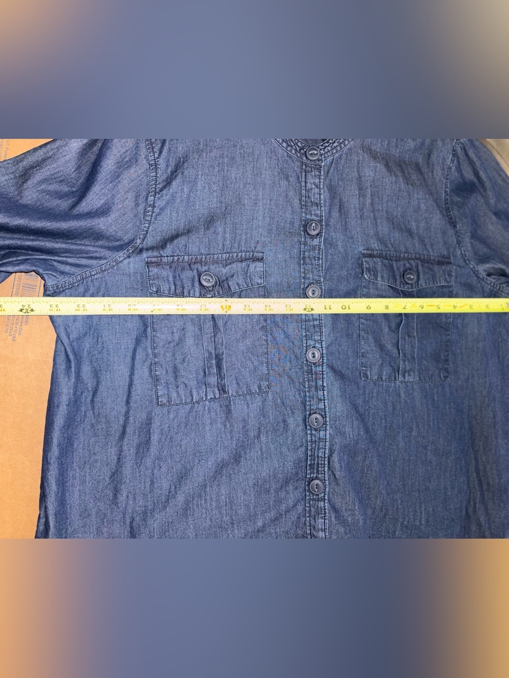 Coastal Classic ANA XXL dark Blue Chambray Utility Shirt Button Front Oversized - Picture 5 of 6
